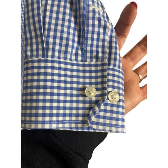 Bonobos Shirt Men 17.5 Blue Gingham Button Down Office Checks Collar Plaid Work - Picture 7 of 13